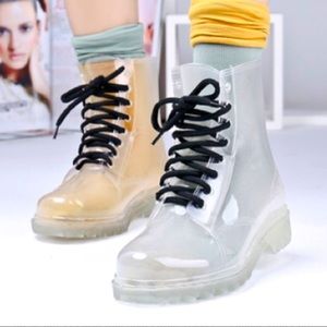 Clear jelly combat boots